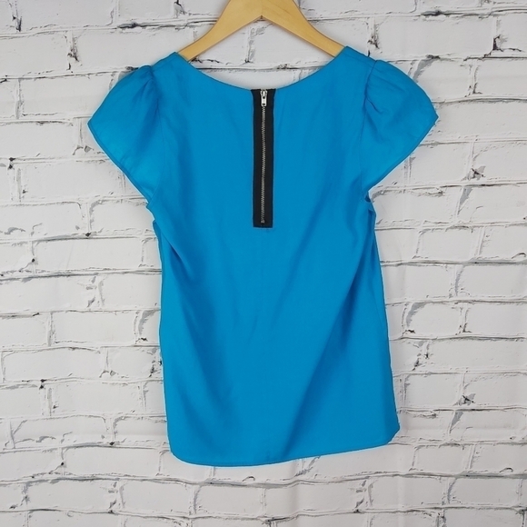 ZARA Zipper Back Blouse blue - Picture 4 of 7